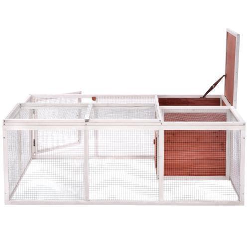 Latady 61.8 inches Rabbit Playpen Chicken Coop Pet House Cage with Enclosed Run for Outdoor Garden Backyard 